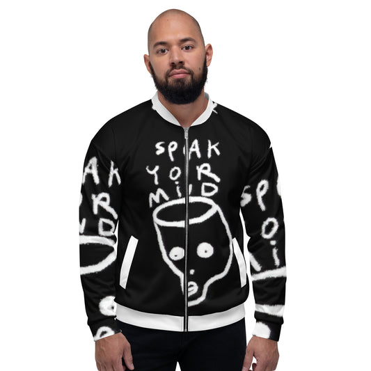Black Speak Your Mind Unisex Bomber Jacket