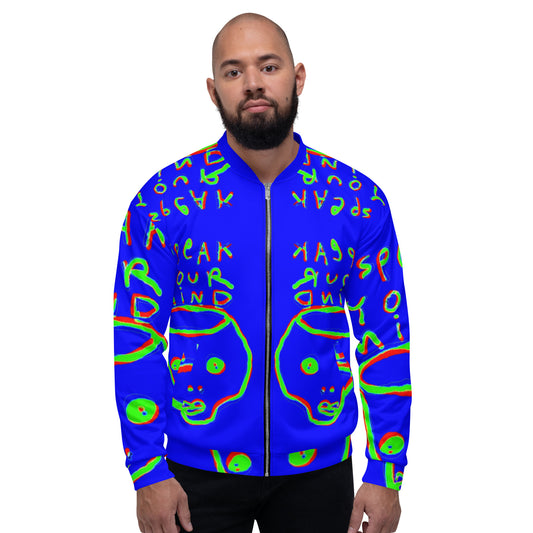 Blue speak your mind Unisex Bomber Jacket