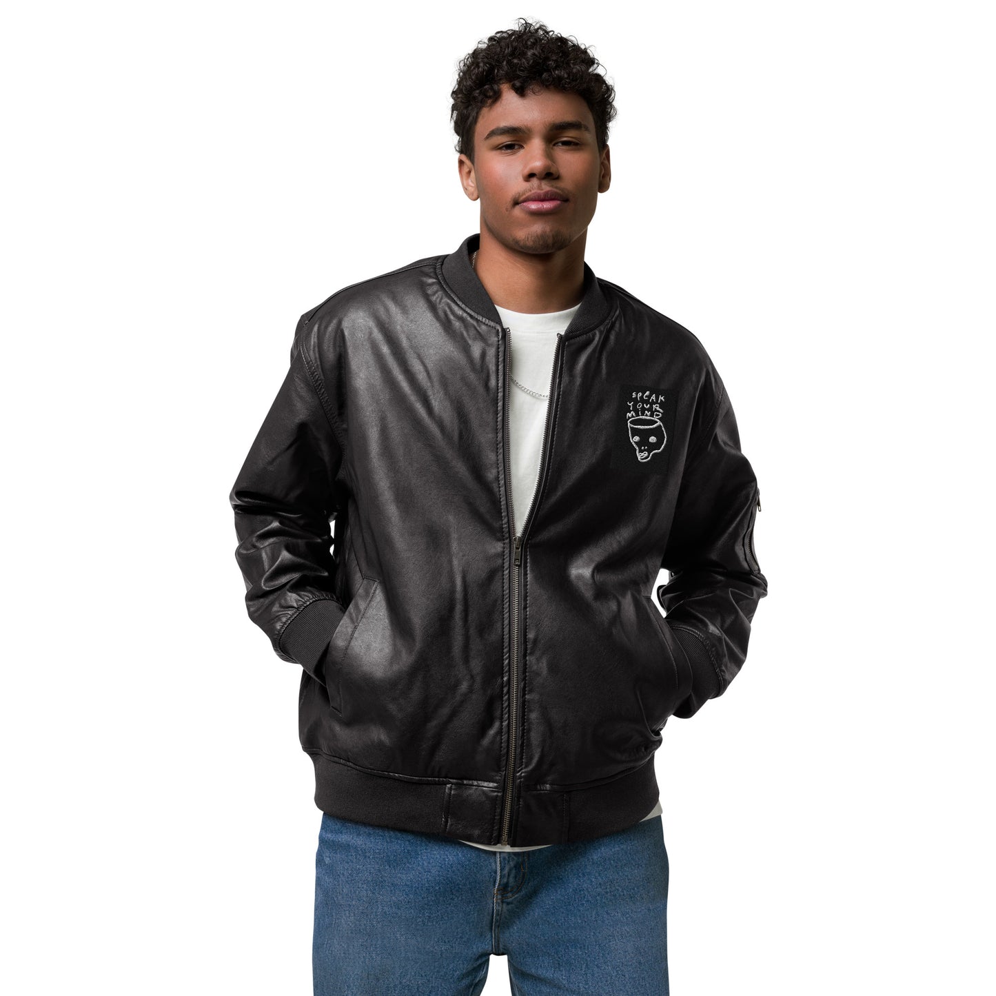 Speak your mind Leather Bomber Jacket