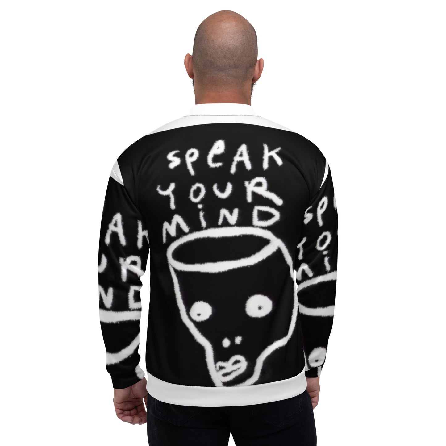 Black Speak Your Mind Unisex Bomber Jacket
