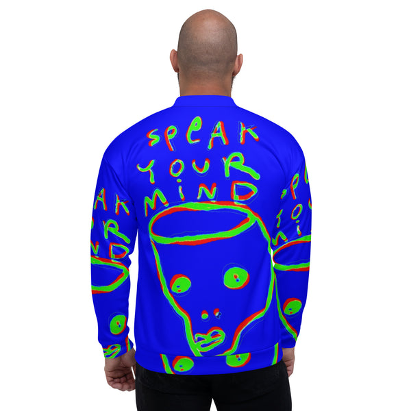 Blue speak your mind Unisex Bomber Jacket