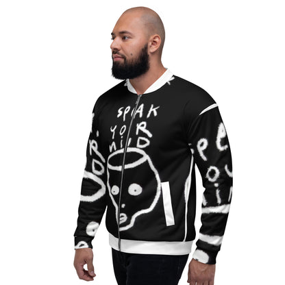 Black Speak Your Mind Unisex Bomber Jacket