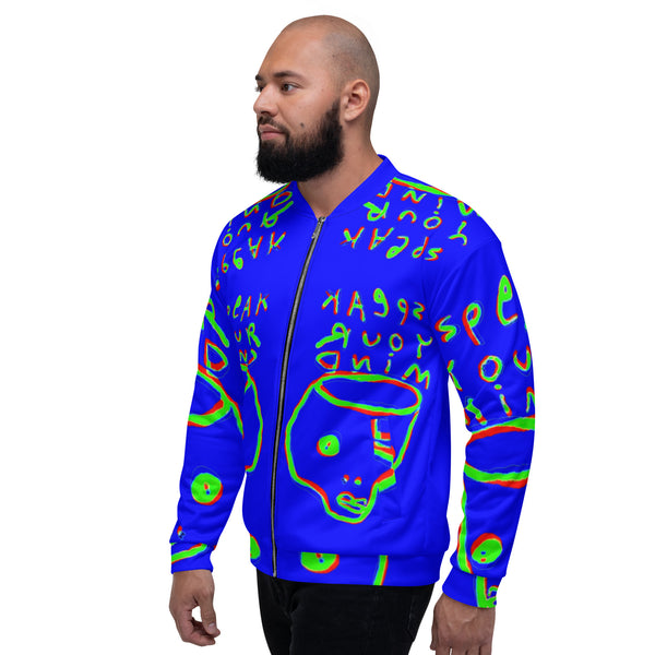 Blue speak your mind Unisex Bomber Jacket