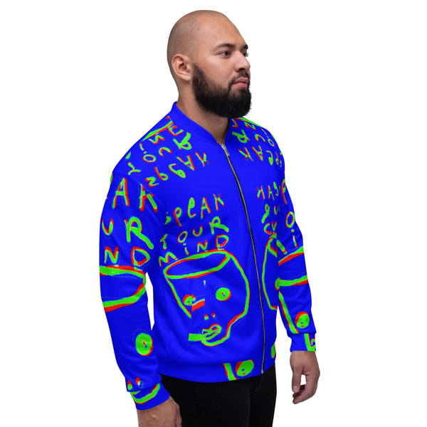 Blue speak your mind Unisex Bomber Jacket