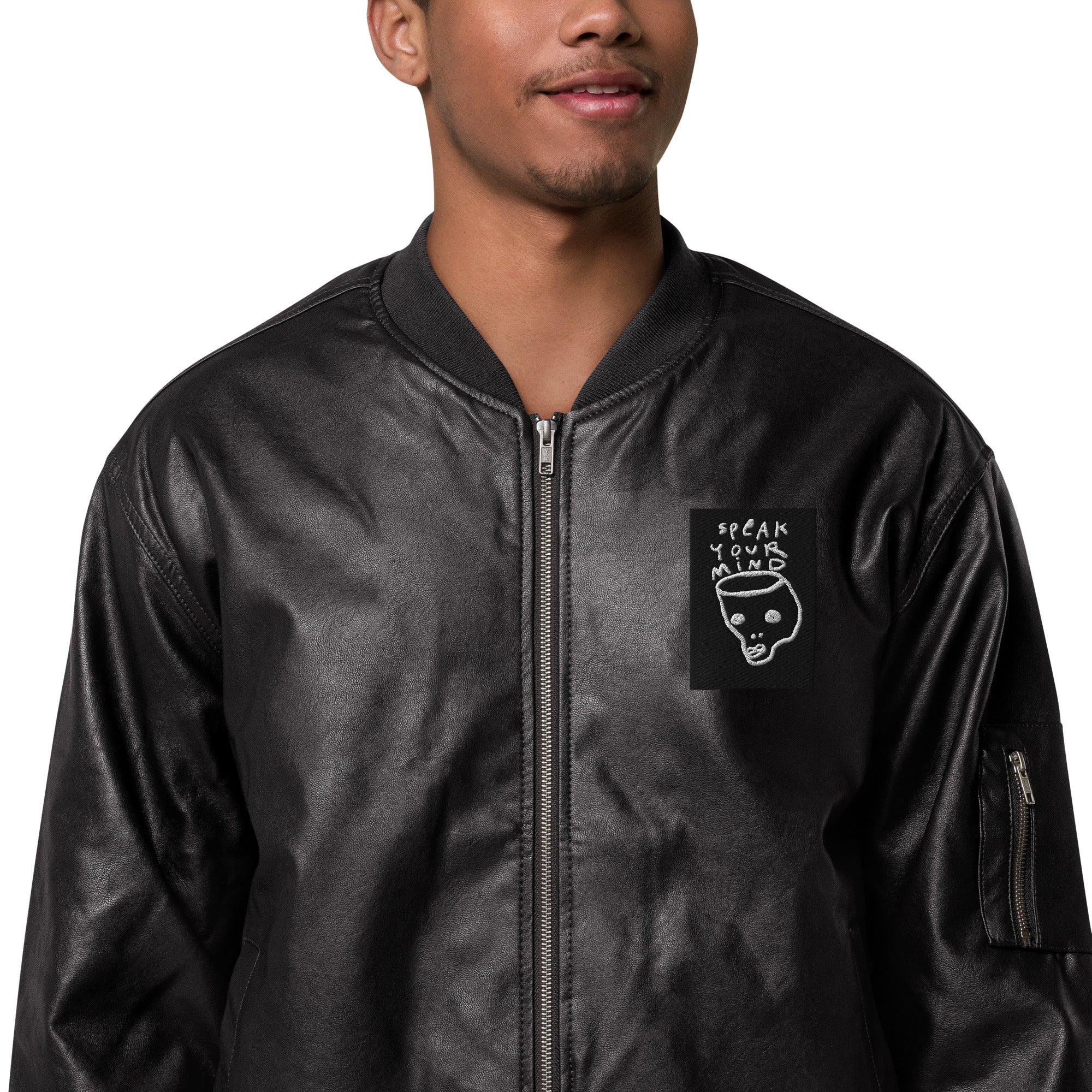 Speak your mind Leather Bomber Jacket